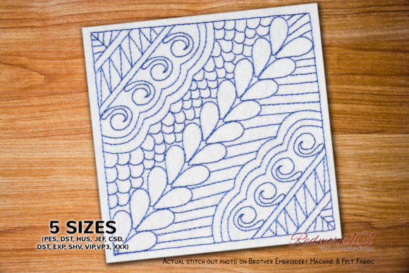 Abstract Floral Background Redwork Review